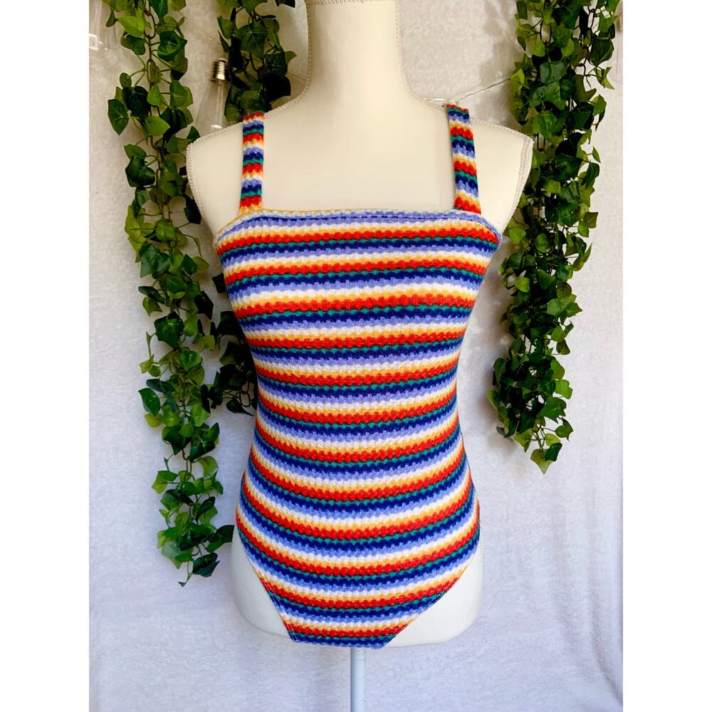 Forever 21 Colorful Striped Knit Retro Body Suit Women's Medium